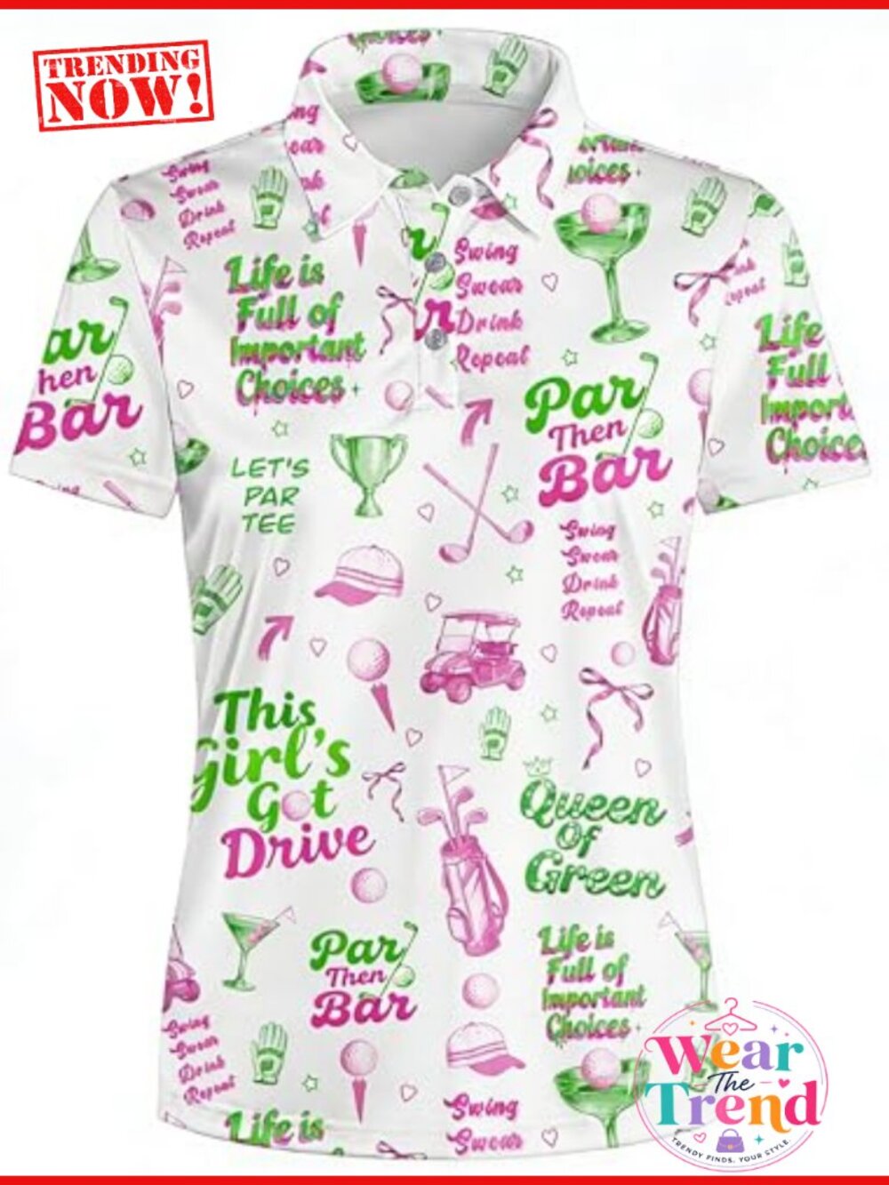 Funny Golf Polo Shirt Quick-Dry UPF 30 Stretch